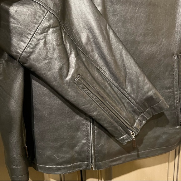 Adler Men M Black Lamb Leather Jacket quilted lining Moto bomber 90’s zip - Picture 4 of 8